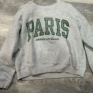 American Eagle Outfitters Gray Sweater with Green Lettering